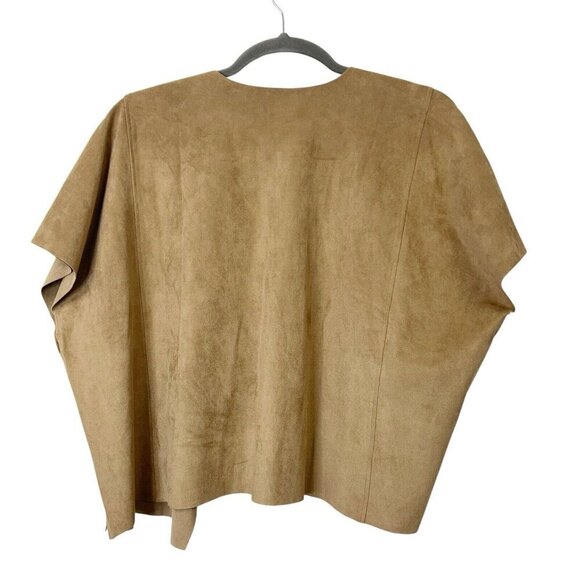 Chicos Cape Jacket Womens Size 4 US 20 XXL Tan Faux Suede - Picture 2 of 11